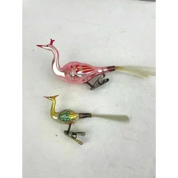 Antique German Blown Glass Clip on Birds with Tails Christmas Ornaments VTG - Picture 5 of 16